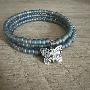 Handcrafted Artisan Bracelet with Silver Butterfly